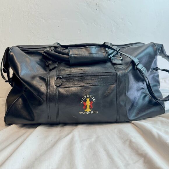 VTG 80s Giorgio Beverly Hills (18X12x9) Vegan Travel Duffle Bag Removable Strap - Picture 7 of 16